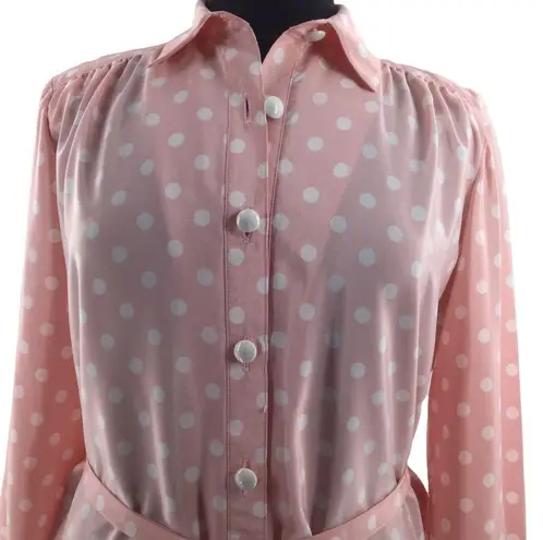 Leslie Fay Vintage Plus Size Pink and White Polka Dot Dress