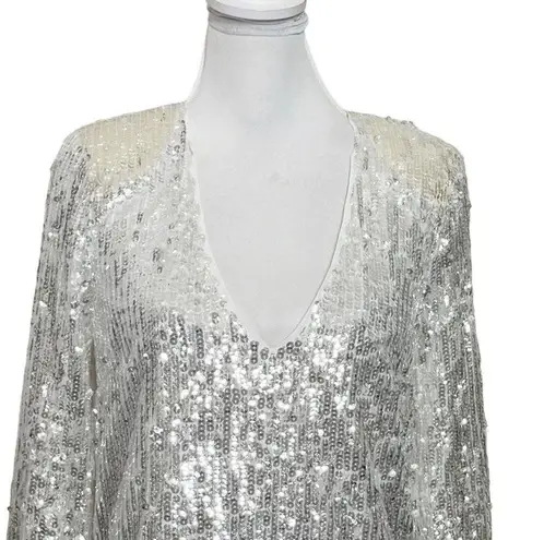 Majorelle  Ash White Silver Sequin Shimmer Mini New Years Eve Dress Womens Size S