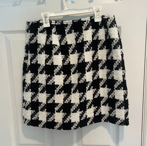 Loft  Black and White Checkered A-Line Skirt thumbnail 1