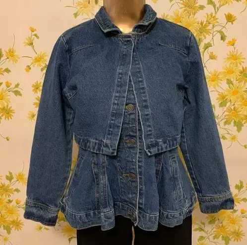 Blue Layered Effect Denim Jacket M Size M
