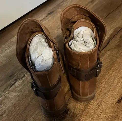 New! Womens Mate Mato Leather Buckle Ankle Boot Sizes 6.5 Tan