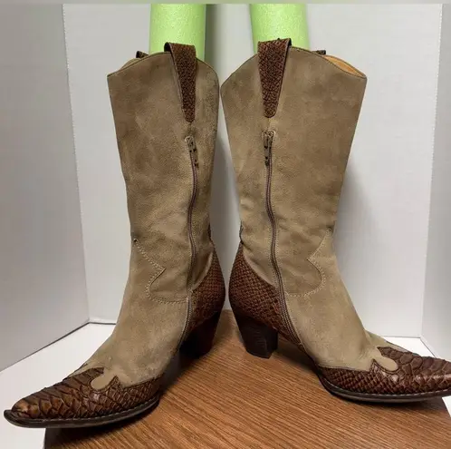 Paul Green Munchen Women Handmade Suede Leather Cowgirl Boots -8
