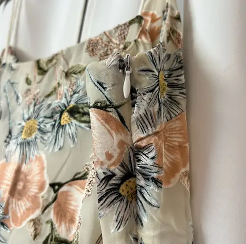 New Summer Floral Print Satin Barbie Sleeveless Midi Dress Size Medium Multi