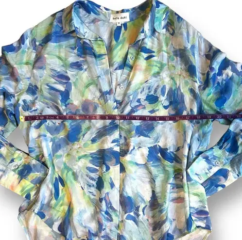 Bella Dahl Anthropologie Paint Brush Stroke Hidden Placket Button Down Top Med