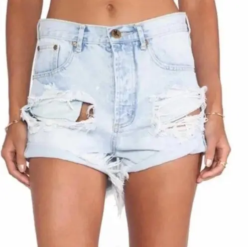 One Teaspoon  Destroyed Denim Outlaws High Waisted Shorts