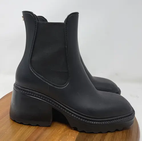 Circus by Sam Edelman Black Rubber Chelsea Lug Sole Platform Boots Womens Size 8
