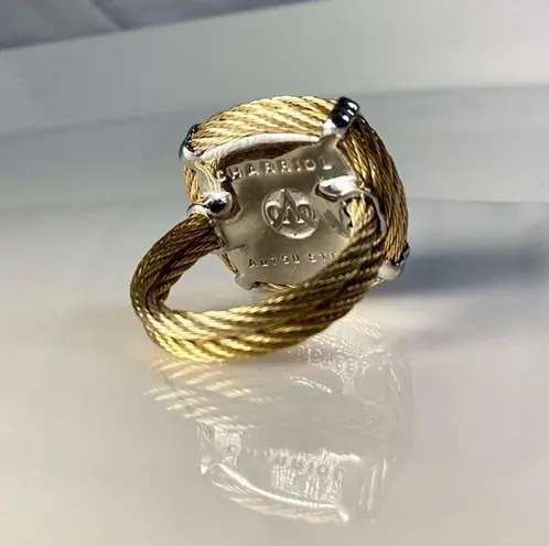 Charriol Celtic Classique Diamond/White Sapphire Cable Ring Gold Size 6