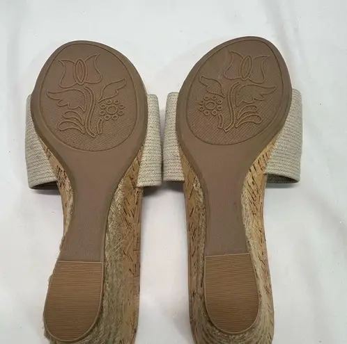 White Mountain Cream and Brown Wedge Sandals 11 W/Cork, Burlap sole
NEW
