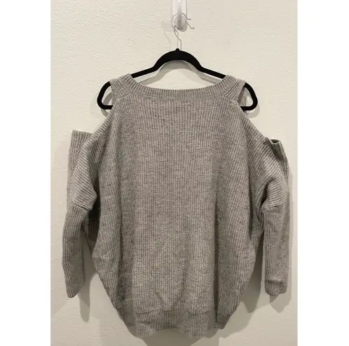 Anthropologie RO&DE Oversized Cold Shoulder Grey Sweater
