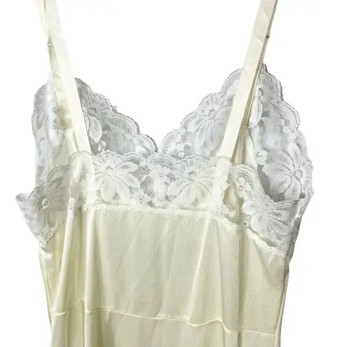 Womens Lorraine White Full Slip Underskirt Adjustable Straps Lace S Vintage u Yellow