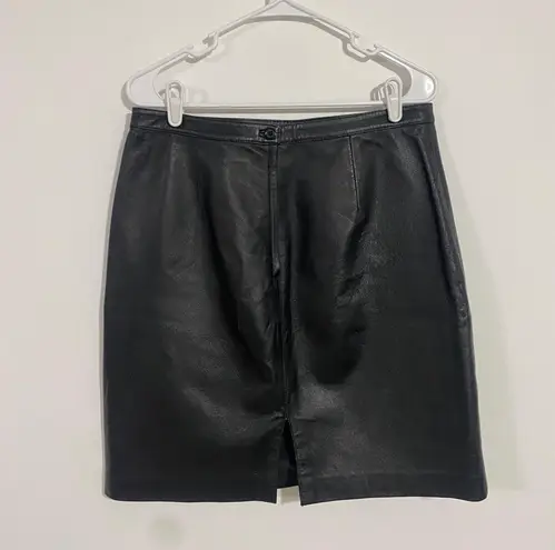 Newport News Black Leather Skirt