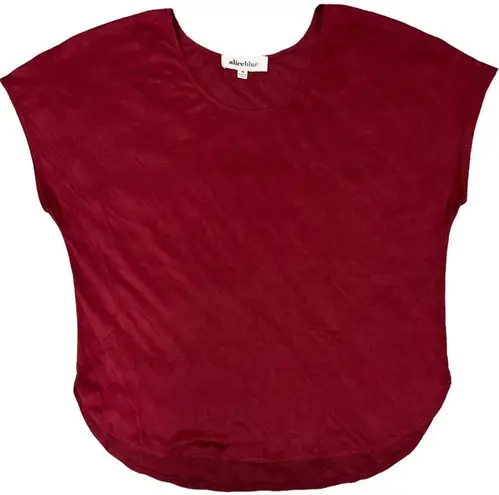 Alice Blue SMALL Short Sleeve Round High-Low Hem Faux Suede Top - Stitch Fix