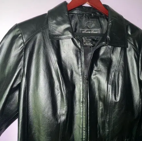 Jerry Lewis L Black Leather Jacket Zipper Collar Size L