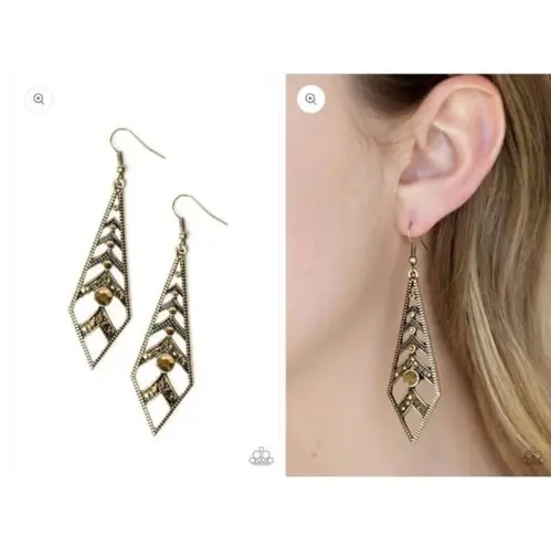 Paparazzi Flared Flair - Brass Earrings