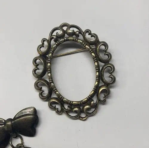 Frame Lot Of 2 Picture Photo Brooch Pins -