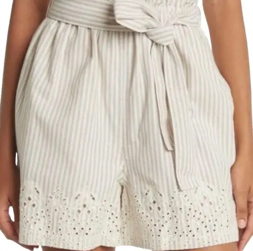 Johnny Was Women’s Ciana Embroidered High Waist Stripe Paper Bag Short size XS