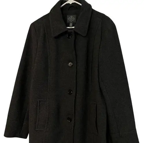 st. john's bay  Heavyweight Wool Blend Grey Single-breasted women's coat size XL‎