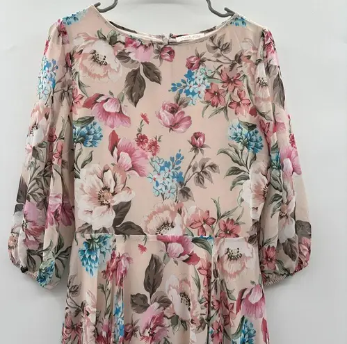 Yumi Kim  Full of Love Blush Floral Print 3/4 Sleeve Woodstock Maxi Dress S NEW