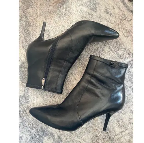 via spiga  Madeline black Leather Stilettos Ankle Boots Booties size 7.5