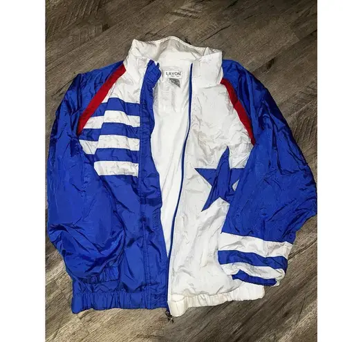 Vintage Lavon Windbreaker Jacket Large Unisex Multicolor Abstract Nylon Zip 90s Size M