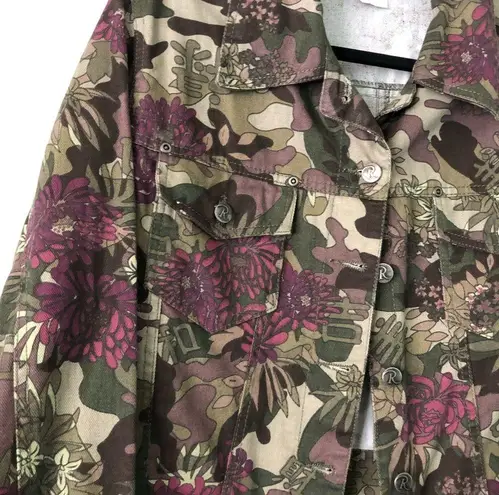 Roaman’s Floral Camo Print Denim Jacket Size undefined