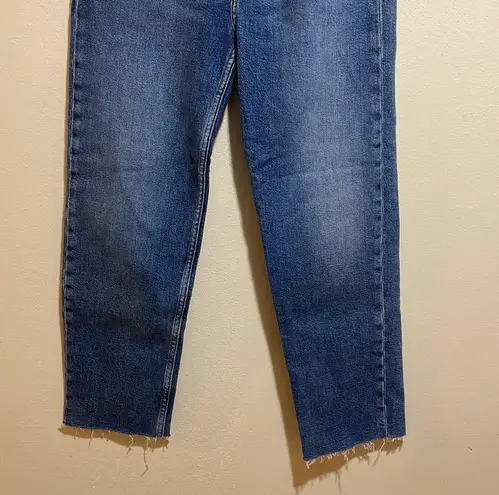 RE/DONE  High Rise 70s Stove Pipe Button Fly Raw Hem Denim Jeans Size 26