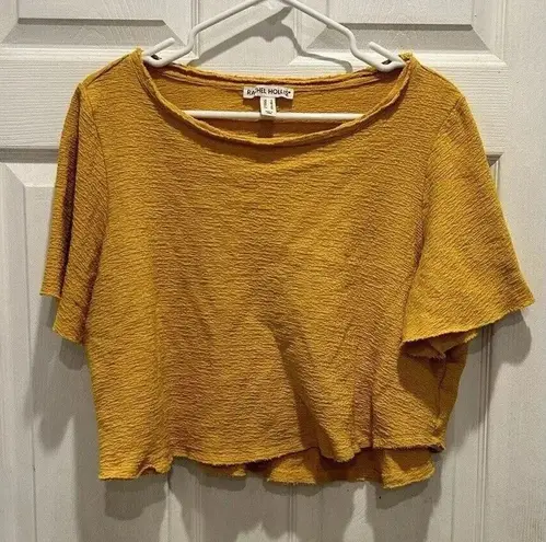 Rachel Hollis Ltd. Yellow Woven Top with Sleeve Detail Women’s Small Cotton