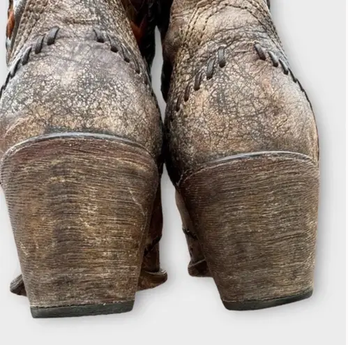 Corral Vintage Western Boots Brown Snip Toe with Red and Orange Embroidery