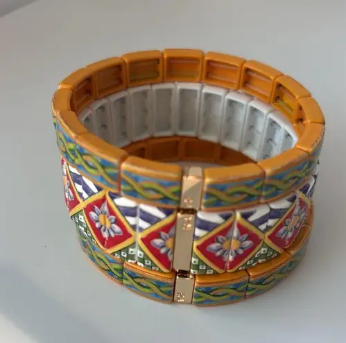 Nwot Roxanne assoulin Geometric Stretch Bracelet set of three Orange