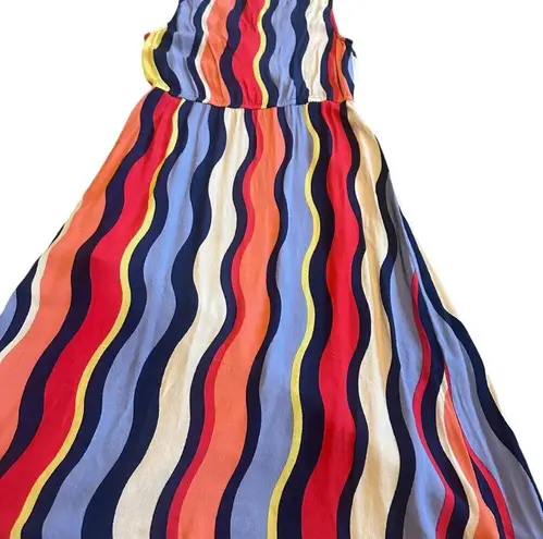 Plenty By Tracy Reese Rainbow Stripe Dress Surplice V-Neck Ruffle Size Small