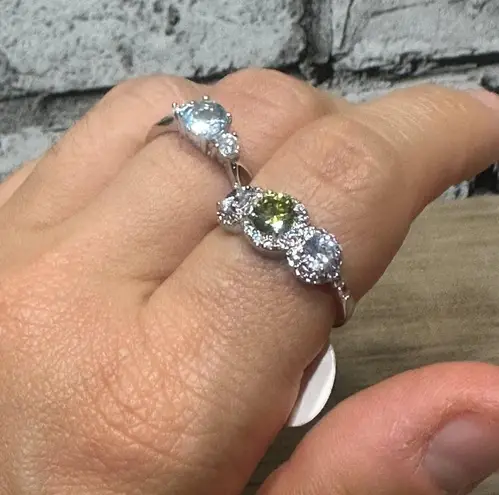 EUC Ring Set Yellow & Blue Stone 925 Sterling Silver Size 7 & 8