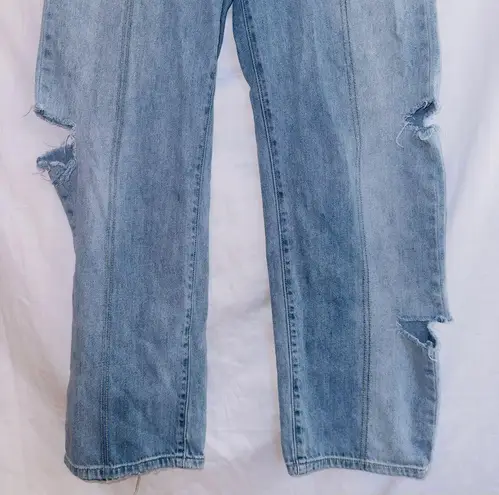 Cider Light Wash Denim High Waisted Side Slits Straight Leg Jean size small