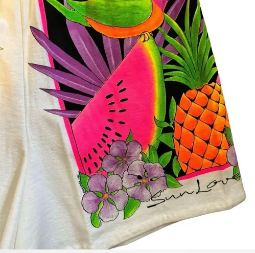 Vintage 90s Sun Lover Neon Fruit Salad Shorts Tropical Colorful Athletic size M Multiple Size M