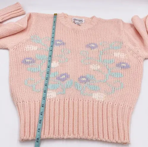 Vintage 80s Traditions by Stefano Pastel Pink Floral Sweater Cottagecore NWT Size L