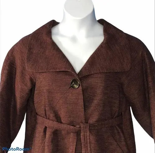 BCBGMAXAZRIA BCBGMAXAZARIA Self Tie Shabby Chic Burgundy Swing Trench Coat XXS