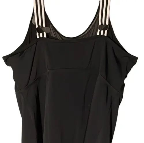 MINXUEER BLACK SHEER UPPER PLUS SIZE 22W PADDED ADJUSTABLE STRAP TANKINI TOP