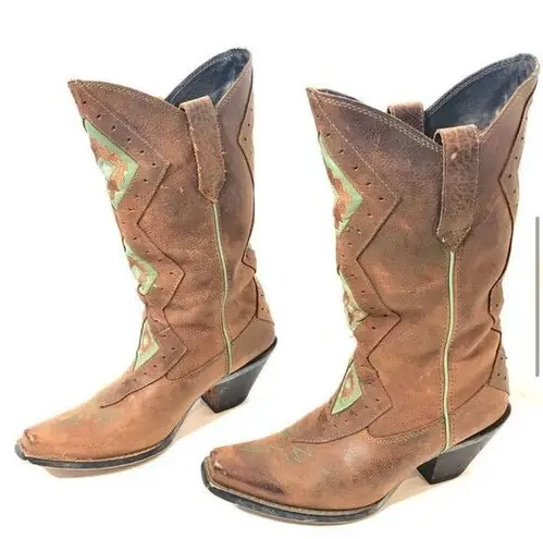 Durango  Western Cowboy  Cowgirl Boots Turquoise Diamond Leather Size 7