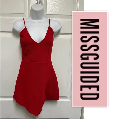 Missguided Red Skort Wrap Romper -