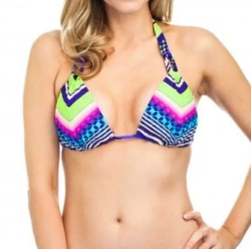 Radio Fiji Zola Halter Bikini Swim Top Multi Color Print Sz M NWT Size M