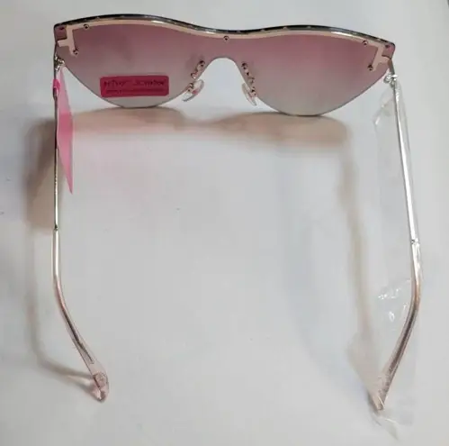 Betsey Johnson NWT  Oversized Rimless Shield Sunglasses Women Rhinestone Studded