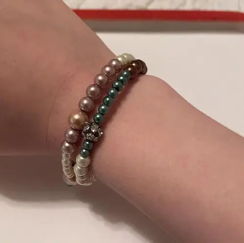 Women’s Stretchy Spiral Bracelet Faux Pearl Beaded / Rhinestone Multi Color