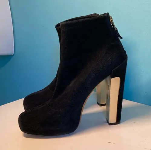 Brian Atwood  Black Suede Heeled Ankle Boots Size 7.5