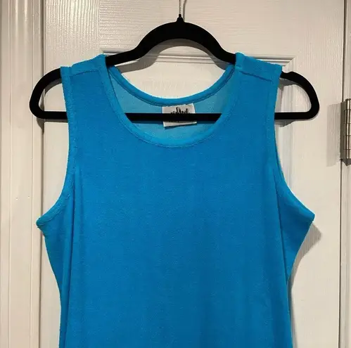 NWOT Metropolitan Size L Bright Blue Terry Cloth Tank Sun Dress Coverup Pockets Size L