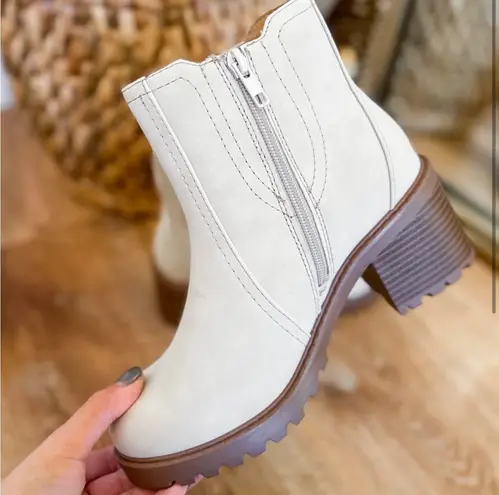 Soda Nude Chelsea Lug Sole Ankle Boot