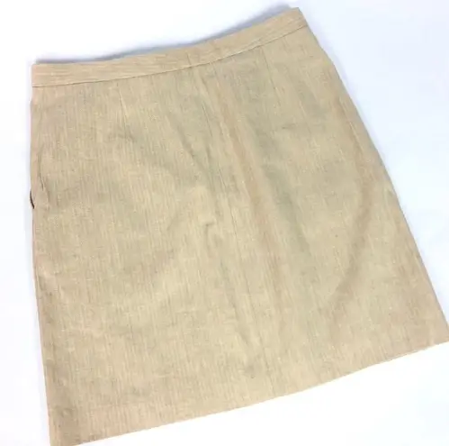 DKNY  Women's Pocket‎ Pencil Skirt Linen Blend Straight Tan Beige Zip Size 4