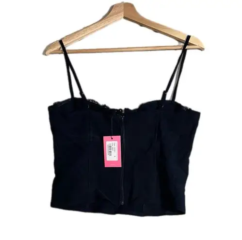 Edikted Womens Blue Detail Lacey Bust Cupped Y2K 90's Corset Top Sz L MSRP $72