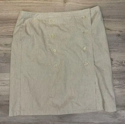 Isaac Mizrahi Heather Tan Above the Knee Button Front Silky Lined Skirt Size 18