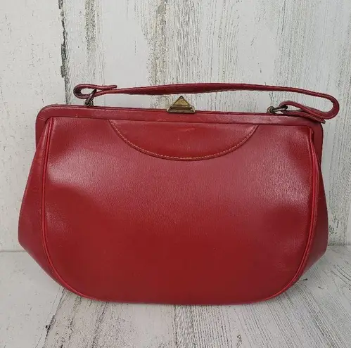 Solid Red Mini Clasped Handbag Women's Small Purse