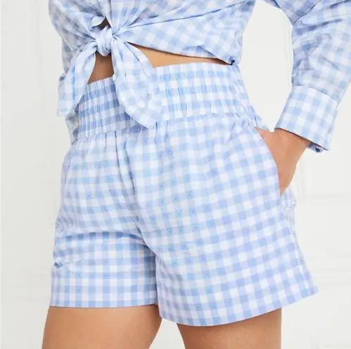 Hill House  Home Livie Nap Shorts in Blue Clip Dot Check