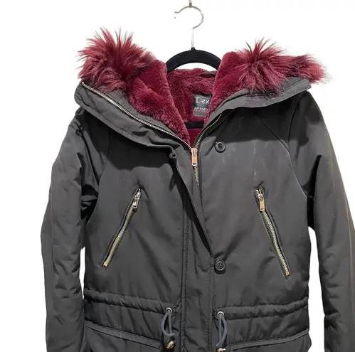 Dex Faux Fur Trim Jacket Black Purple Fur Women’s Size XS